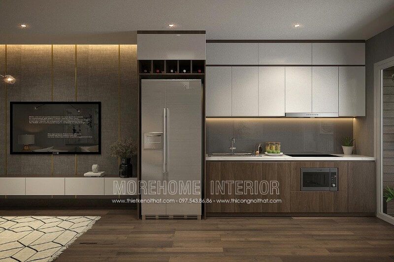 Mẫu tủ bếp gỗ công nghiệp hiện đại cho nhà phố tại Hồ Chí Minh