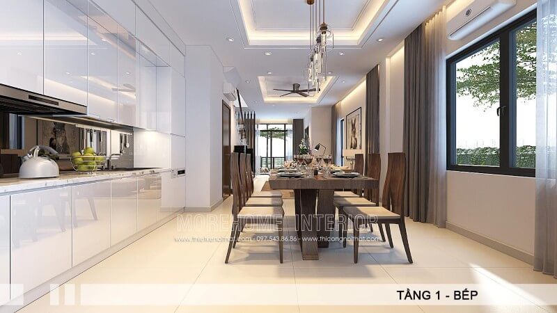Mẫu tủ bếp gỗ Acrylic màu trắng đẹp tạo nên một không gian rộng rãi kết hợp với đầy đủ những phụ kiện, thiết bị bếp tiện nghi mang đến cho gia đình sự thuận tiện cao nhất trong quá trình sử dụng.