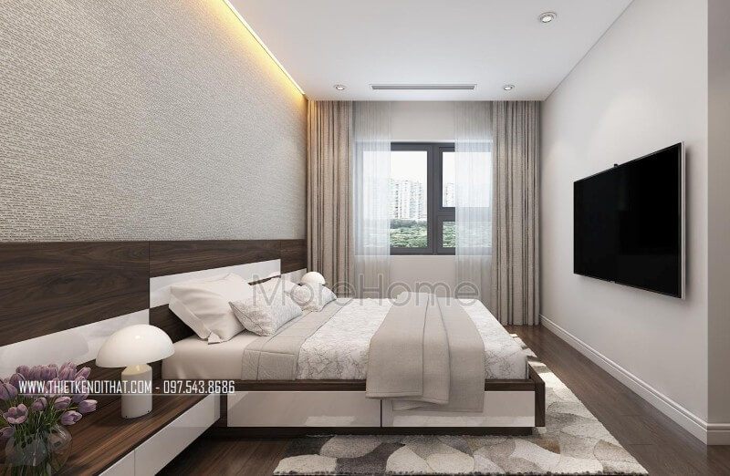 Giường ngủ gỗ công nghiệp thiết kế đơn giản nhưng thực sự phù hợp với phòng ngủ chung cư