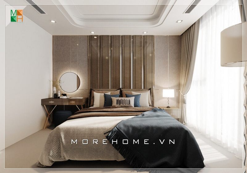 Mẫu bàn trang điểm gỗ nhỏ gọn kết hợp gương tròn rất độc đáo và cao cấp.